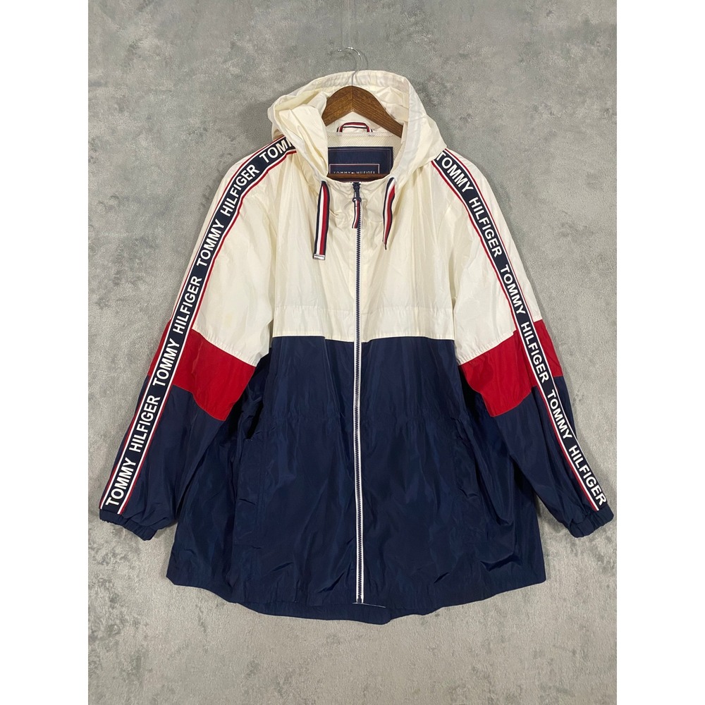 Tommy Hilfiger Jacket XXL Colorblock Logo Tape Windbreaker Nautical Preppy Retro